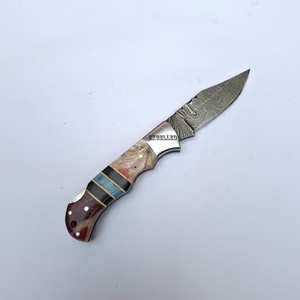 มีดพับดาบัสกัสทำมือแบบกำหนดเอง มีดพกอเนกประสงค์สำหรับกิจกรรมกลางแจ้งและเอาตัวรอด พร้อมด้ามจับเรซิ่น - Product Image 3