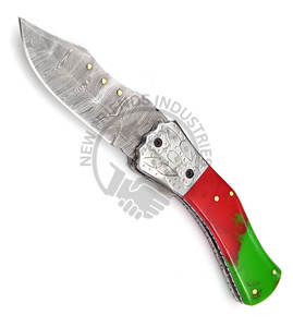 Couteau pliant portable en acier Damas forgé à la main, couteau de poche, couteau de chasse et de camping en plein air, personnalisable ODM, cadeau pour hommes - Product Image 4