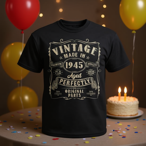T-shirt vintage per decorazioni del 80° compleanno del 1945, T-shirt promozionale personalizzata per la festa del 80° compleanno - Product Image 3
