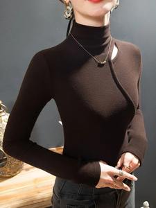 Pulls décontractés pour femmes, col roulé, manches longues, hauts chauds avec col semi-haut, chemise d'hiver, mode pour femmes - Product Image 5