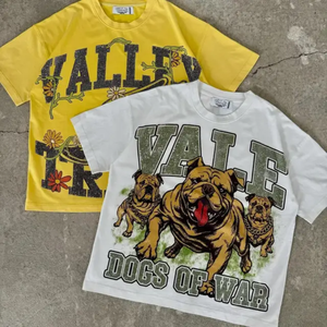 Camiseta Corta Holgada de Algodón 100% Estilo Urbano Vintage con Estampado Gráfico Personalizado y Lavado Ácido para Hombre, Novedad 2026 - Product Image 6