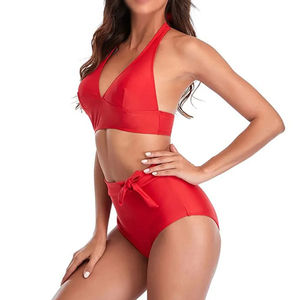 Tankini de sport pour femmes de haute qualité, imprimé floral, vente en gros personnalisée, ensemble 2 pièces, soutien-gorge de bikini respirant, logo sur le devant - Product Image 5