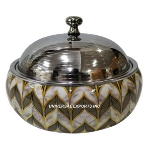 Gold Finished Metal <b>Food</b> <b>Warmer</b> Hotel Supplies Handmade Designer Casserole Round Shape Fancy metal <b>Food</b> <b>Warmer</b> - Product Image 4