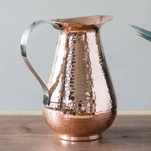 Silver Shiny Polished Excellent Quality Metal Made Hammered Texture Attractive Look Water Storage Drinkware Pitchers Jug Supply - Product Image 5