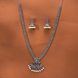 Latest Handmade Peacock Design Long <b>Necklace</b> Set Fashion Jewelry with Oxidised Plating - Product Image 6