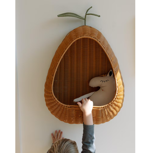 Panier de rangement mural en rotin tressé en forme de poire fait à la main - Product Image 3