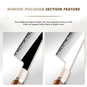 Couteau Santoku de cuisine 7'' PM204, cœur de coupe en acier carbone, manche en bois d'ivoire - Product Image 5