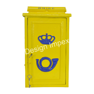 Briefkasten ไปรษณีย์สีเหลืองกล่องโลหะรูปไข่จดหมายคุณภาพดีสำหรับติดประตูและติดผนัง - Product Image 4