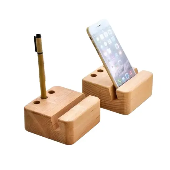 Porte-stylo et téléphone portable en bois 100%, design élégant, pour la maison, vente en gros