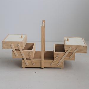 Caja de Costura WELL HOME de Madera de Pino Vintage con Acabado Sin Barnizar para Manualidades - Product Image 4