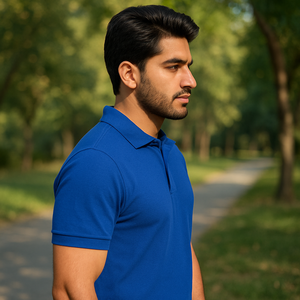 เสื้อเชิ้ตลำลองถักแขนสั้นสำหรับผู้ชาย, ผ้าฝ้าย100% มีปกพิมพ์ลาย - Product Image 4