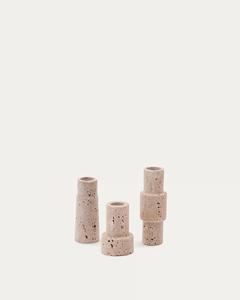 Elegante Portavelas de Piedra Travertino de 3 Ranuras, Diseño Esculpido Moderno, Textura Natural, Centro de Mesa Duradero para una Decoración del Hogar con Estilo - Product Image 3