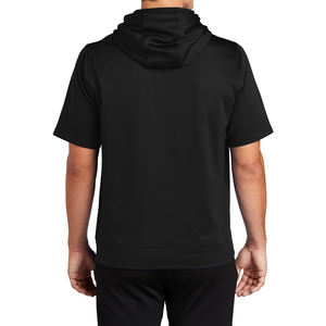 Hiver Hommes Fleece Short Sleeve Hooded Pullover Hoodie Solid Neck Cotton Blend Quick Dry Breathable Customized Logo Black - Product Image 5