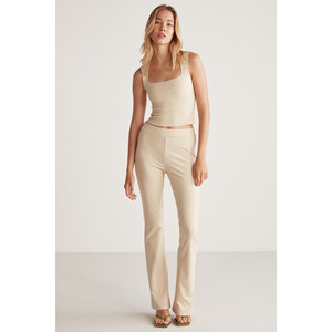 ETHIQUET Jolly Pantalon long évasé pour femme en tricot crêpe interlock, entièrement ajusté, taille haute élastiquée - Product Image 2