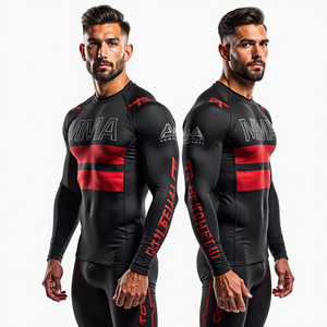 Personalizado MMA BJJ manga larga Rash Guard camisa de compresión Anti UV tela elástica ajuste Atlético Kimono De Jiu Jitsu estilo - Product Image 3