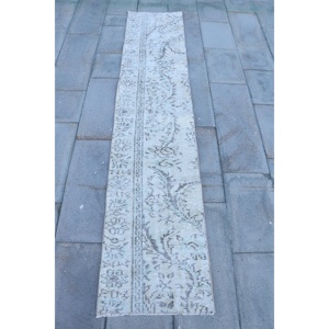 Turkish 1.7x8.3 ft <b>Runner</b> <b>Rug</b>, Vintage <b>Rug</b>, Gray Abstract <b>Rug</b> - Product Image 1