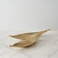 Plateau de service double moderne en forme de feuille, plaqué or, en aluminium métallique de luxe de haute qualité, couleur et forme personnalisables pour