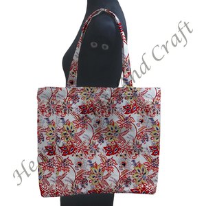 Season New Hand Block Print Square Tote Bolso de hombro extra grande para mujer para bolso de viaje informal de moda - Product Image 2