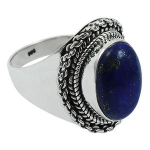 Bague Lapis Lazuli Bleu Grande Pierre Bagues en Argent Sterling 925 Pierre Naturelle Bague de Forme Ovale Bijoux Grossiste Fournisseurs - Product Image 1