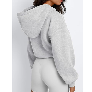 Sudadera Corta Informal para Mujer, Fabricada en Fábrica, 100% Algodón, Forrada, Color Personalizado, Ecológica, Transpirable, con Capucha, para Invierno - Product Image 4