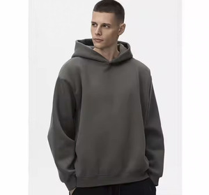 100% algodón liso Sudadera con capucha en blanco para hombre Sudadera con capucha de peso pesado Sudadera de gran tamaño Hombres Cropped Streetwear Sudadera con capucha - Product Image 4