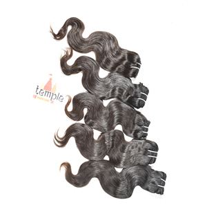 Paquete 100% máquina de trama doble de Color Natural procesada cutícula alineada templo indio venta al por mayor estilo ondulado extensiones de cabello humano - Product Image 1