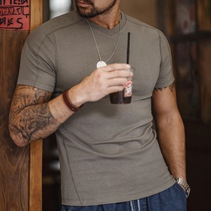 Camiseta de cuello redondo de punto de algodón 100% con estampado de pantalla de seda para hombres Hip Hop Street Painting personalidad colores brillantes camiseta de moda - Product Image 4