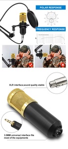 Microphone à condensateur omnidirectionnel portable BM800 avec connecteur XLR, construction en plastique et métal, haute qualité - Product Image 6
