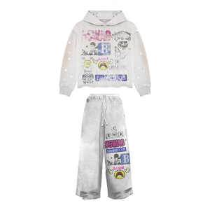 Survêtements de haute qualité en molleton français délavé, personnalisables avec broderie, impression et strass, pour hommes, streetwear - Product Image 1