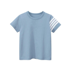 Nouveau modèle T-shirt pour enfants et garçons à manches courtes et à rayures Chemises en tricot de coton pour enfants 100% tissu en coton personnalisé - Product Image 2
