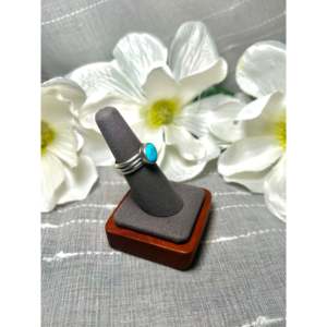 Navajo Handmade Kingman Turquoise & Sterling <b>Silver</b> <b>Statement</b> <b>Ring</b> Size 6.5 Gemstone Inlaid with Natural Stone for Everyday Wear - Product Image 2