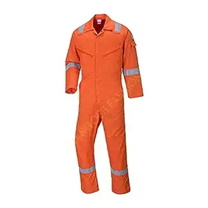High-Visibility Lightweight Reflective Cotton Coverall in Orange, X-Large Size Premium Quality Reflective Workwear Coverall