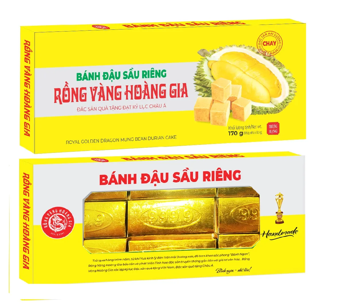 เค้กถั่วทุเรียนรอยัลมังกรทอง170กรัมทำในเวียดนามเค้กแบบดั้งเดิมที่มีชื่อเสียงขายส่ง2022