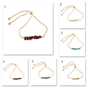 กำไลข้อมือแฟชั่นสำหรับผู้หญิง,เครื่องประดับสร้อยข้อมือแบบล็อกตัวเลื่อนได้ทำจากหินสีเขียวอควอมารีนธรรมชาติธรรมชาติสามารถปรับขนาดได้กล่องชุบทอง - Product Image 3