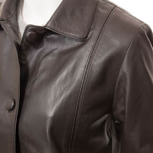 Veste en cuir pour femme, automne-hiver, avec col montant et tissu satiné, design multi-poches, coupe-vent et imperméable - Product Image 3