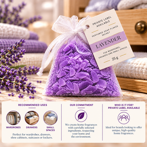 Hojuelas de Jabón de Lavanda OEM 25g |   Ambientador Floral para Armarios y Cajones |   Proveedor de Marca Privada España - Product Image 3
