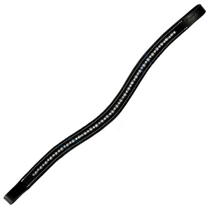 Banda de cuero personalizada con diamante negro y cadena de metal de cristal transparente en cuero genuino negro o marrón - Product Image 1