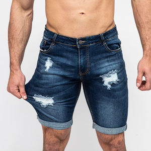 Shorts en jean décontractés pour homme, taille haute, extensible, nouveau denim bleu noir, vêtements d'été, tissés, imprimés, respirants, streetwear - Product Image 3