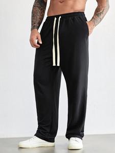 Pantalon d'entraînement décontracté coupe ajustée pour hommes, jogging en molleton de coton respirant, vêtements de sport imprimés avec cordon de serrage pour l'hiver, grande taille - Product Image 4