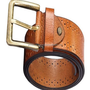 Ceinture décontractée en cuir de vachette pleine fleur finition tan pour hommes ceintures en cuir et accessoires élégants au design personnalisé boucle en laiton - Product Image 1