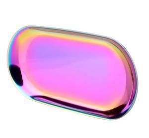 Escritorio de oficina promocional de boda de lujo de acero inoxidable de estilo nórdico, regalos, bandeja ovalada de Color arcoíris, servicio de joyería cosmética - Product Image 2