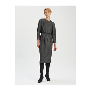 Vestido Midi Informal con Cinturón, Mezcla de Viscosa, Transpirable y Ecológico - Product Image 1