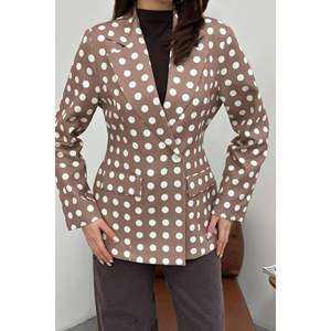 <b>Camel</b> Polka Dot <b>Blazer</b> Jacket - <b>Camel</b> - Product Image 4