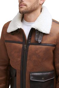 Real Shearling B3 Aviator Bomber Jacket para hombres Chaqueta de piel de oveja de invierno con cremallera frontal Chaqueta a prueba de viento - Product Image 4
