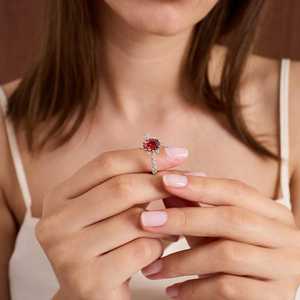 Elegant Ruby Oval <b>Ring</b> Sterling Silver Red Ruby July Birthstone <b>Ring</b> Anniversary Birthday Engagement Gift - Product Image 5