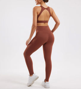 Ensemble d'entraînement 2 pièces pour femmes soutien-gorge de sport et leggings taille haute tenue de gymnastique Fitness Yoga entraînement soutien-gorge de sport Leggings vêtements de sport - Product Image 2