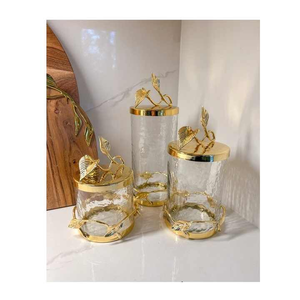Indian Manufacturer Export Versatile Daily Storage <b>Container</b> Transparent <b>Glass</b> Canister Stylish Metal Lid Cover for Storage - Product Image 4