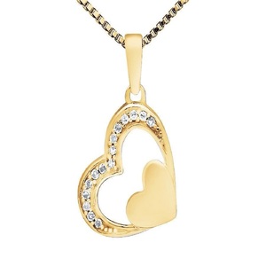 Double Coeur Design S925 Argent Sterling Avec Moissanite Ronde Diamant Pendentif Coeur Bijoux Cadeau Pour Femmes - Product Image 1