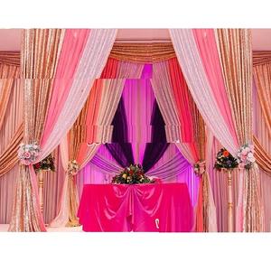 Toile de fond de mariage élégante Rideaux colorés pour scène Décoration de drapé de scène de fête de mariage moderne Drapé de nuit Mehndi coloré - Product Image 1