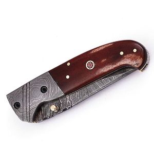 2025 personalizado hecho a mano DIY cuchillo plegable de acero de Damasco Funda de cuero de alta calidad botón pulsador hoja cambio madera OEM personalizable - Product Image 2